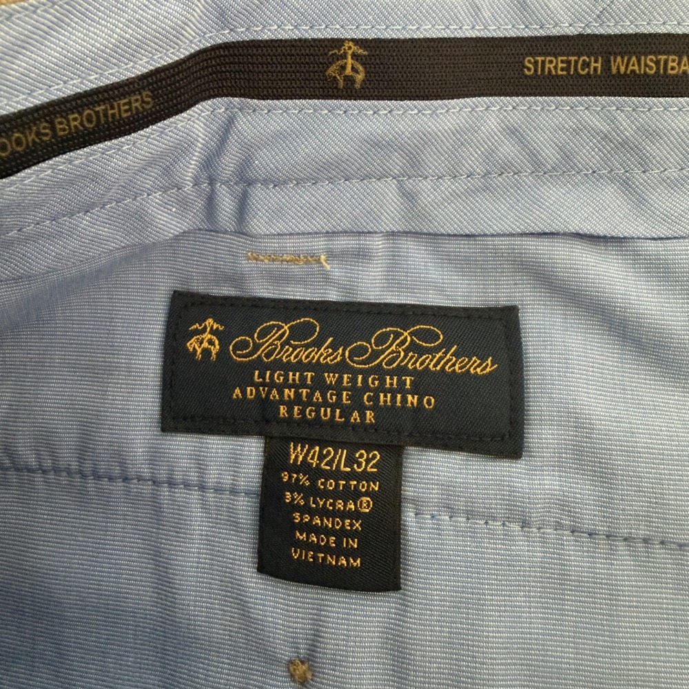 Brooks Brothers Pants Lightweight Advantage Chino Khaki Mens 42x32 Regular Fit - Picture 7 of 11